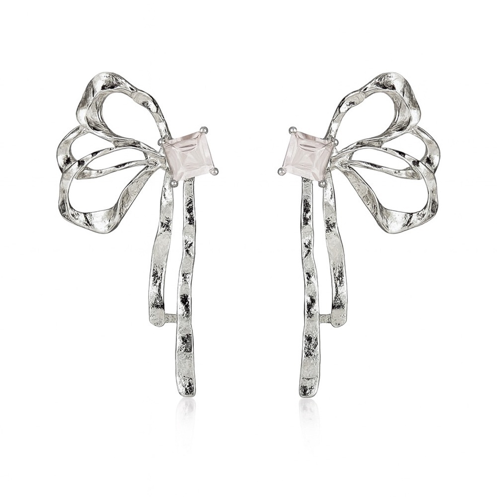 Silver Earrings with Pink Accents